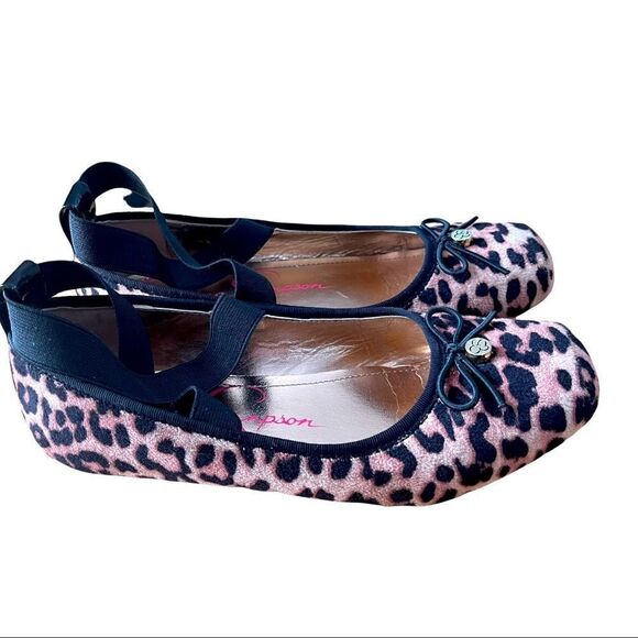 Jessica Simpson Madison Animal Print Crisscross Ankle Ballet Flat Shoes Sz 4M - Picture 2 of 14